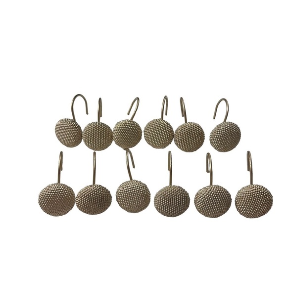 Lot of 12 Champagne 1.75” Metal Circle Dotted Shower Curtain 1.25” Hooks - Picture 2 of 8